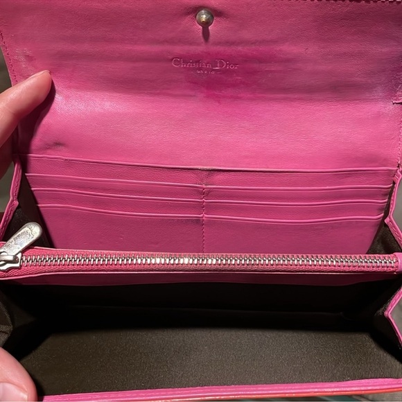 Christian Dior trotter leather bicolor pink orange wallet - Picture 4 of 10
